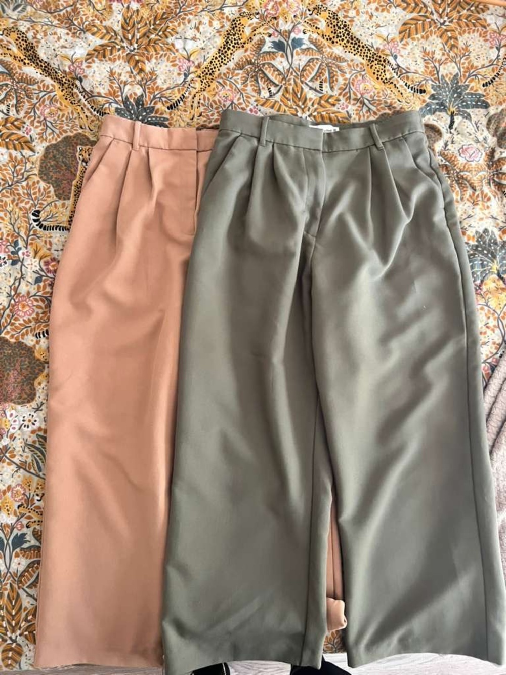 Bundle Abercrombie & Fitch Sloane Tailored Wide Leg Pant in Tan and Olive Sz 10S